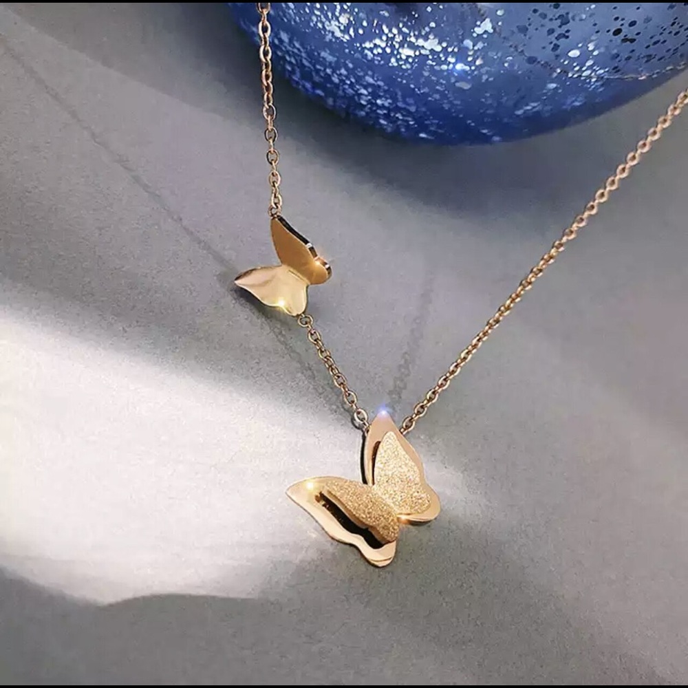 Women Stainless Steel Butterfly Pendant Necklace - Picture 3 of 3